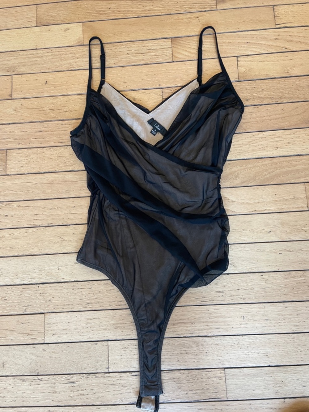 Lulu's Black Sheer Wrap Bodysuit